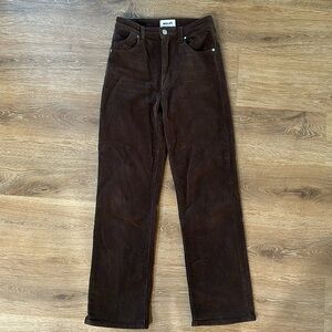 Rolla’s high rise straight brown corduroy jeans
